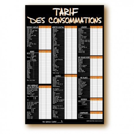 Panneau tarifs des